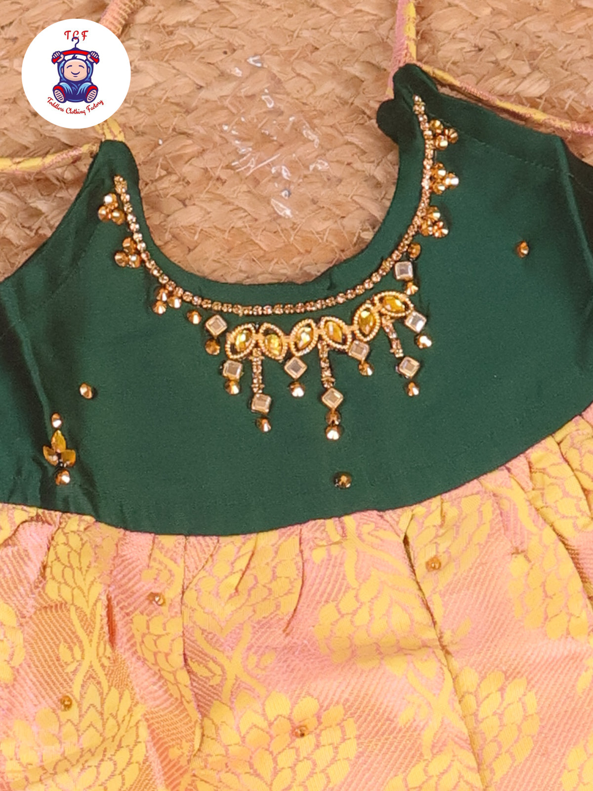 Green & Peach - New Born Frock