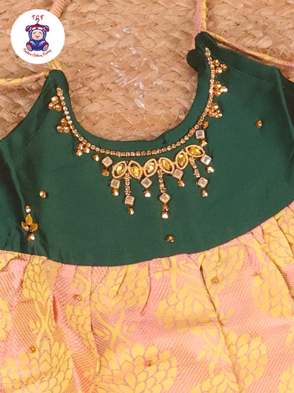 Green & Peach - New Born Frock