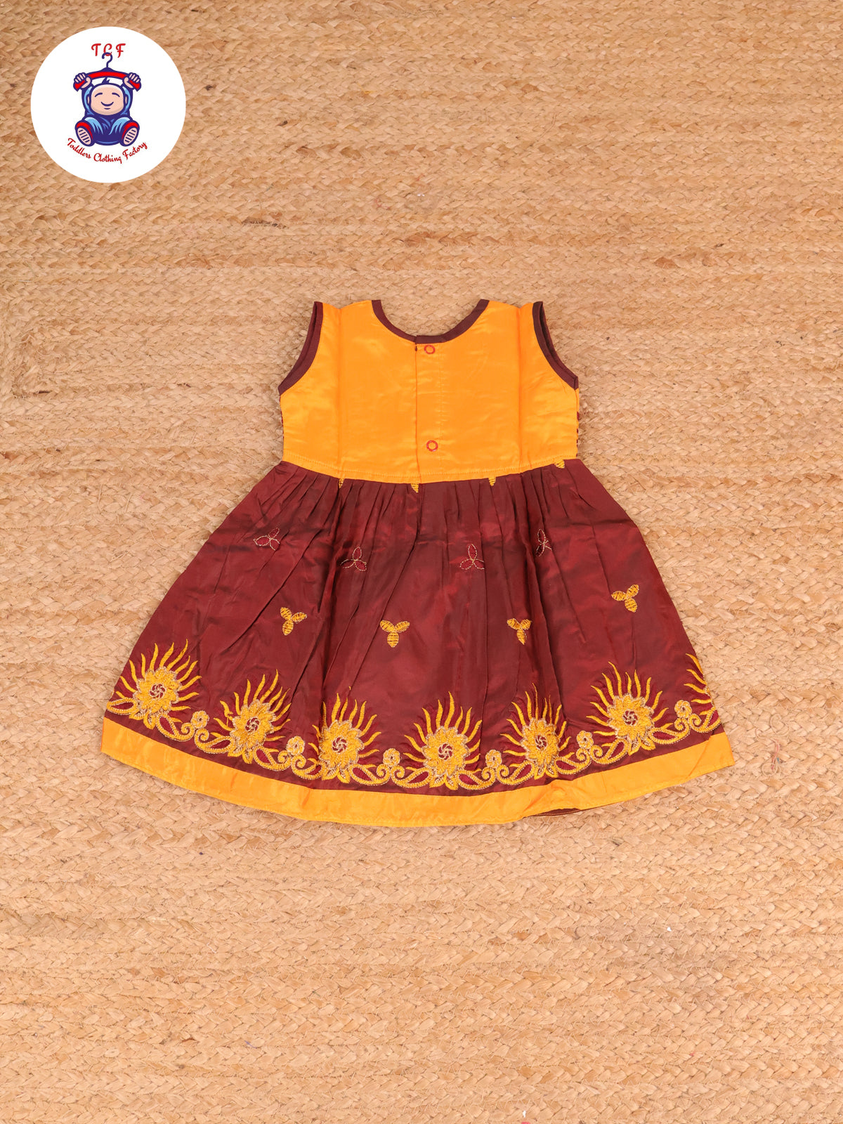 Yellow & Maroon - Embriodered Frock