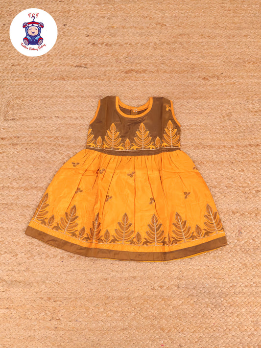 Brown & Mustard - Embriodered Frock