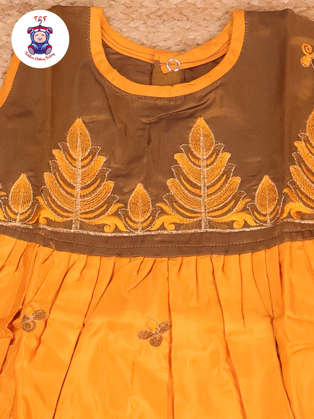 Brown & Mustard - Embriodered Frock