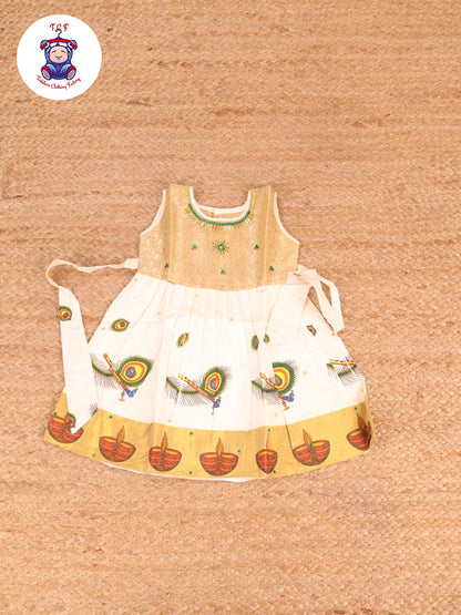 Sandal Green Peacock - New Born Frock