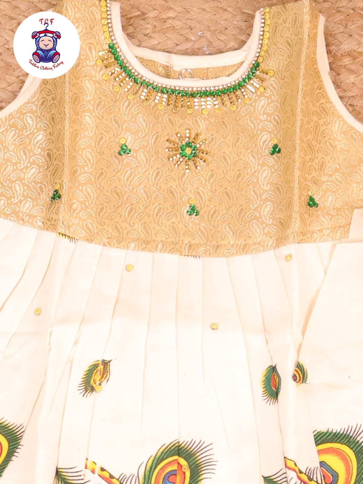 Sandal Green Peacock - New Born Frock