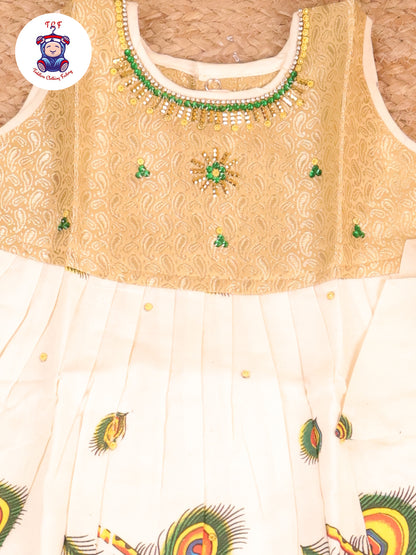 Sandal Green Peacock - New Born Frock