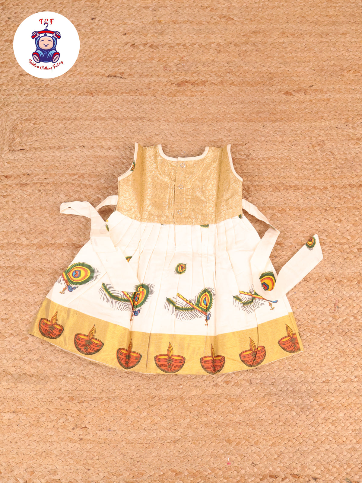 Sandal Green Peacock - New Born Frock