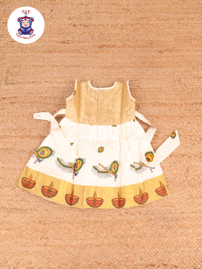 Sandal Green Peacock - New Born Frock