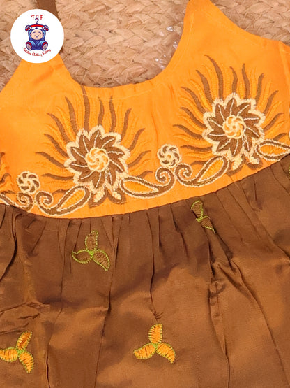 Mustard & Brown -  Embriodered Frock
