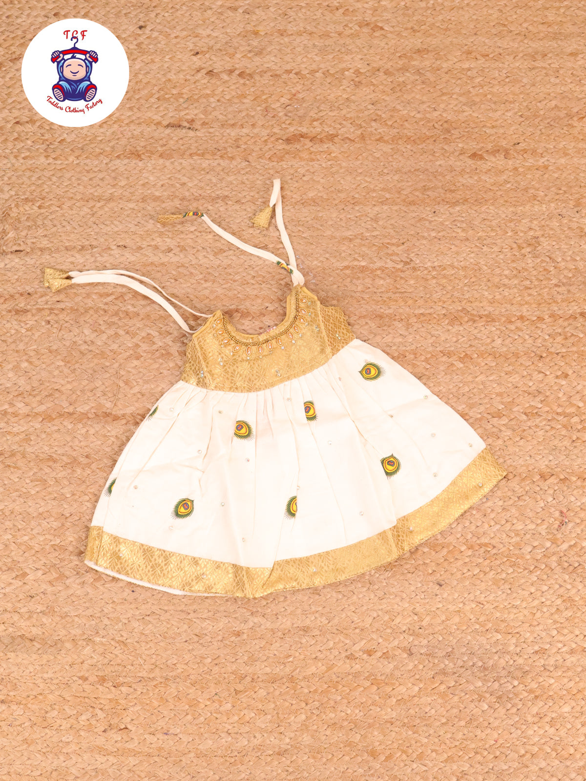 Sandal Stone Peacock - New Born Frock