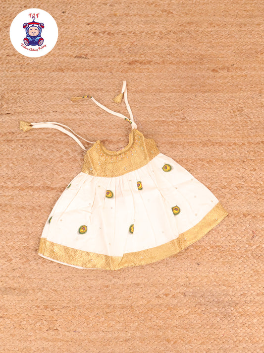 Sandal Stone Peacock - New Born Frock