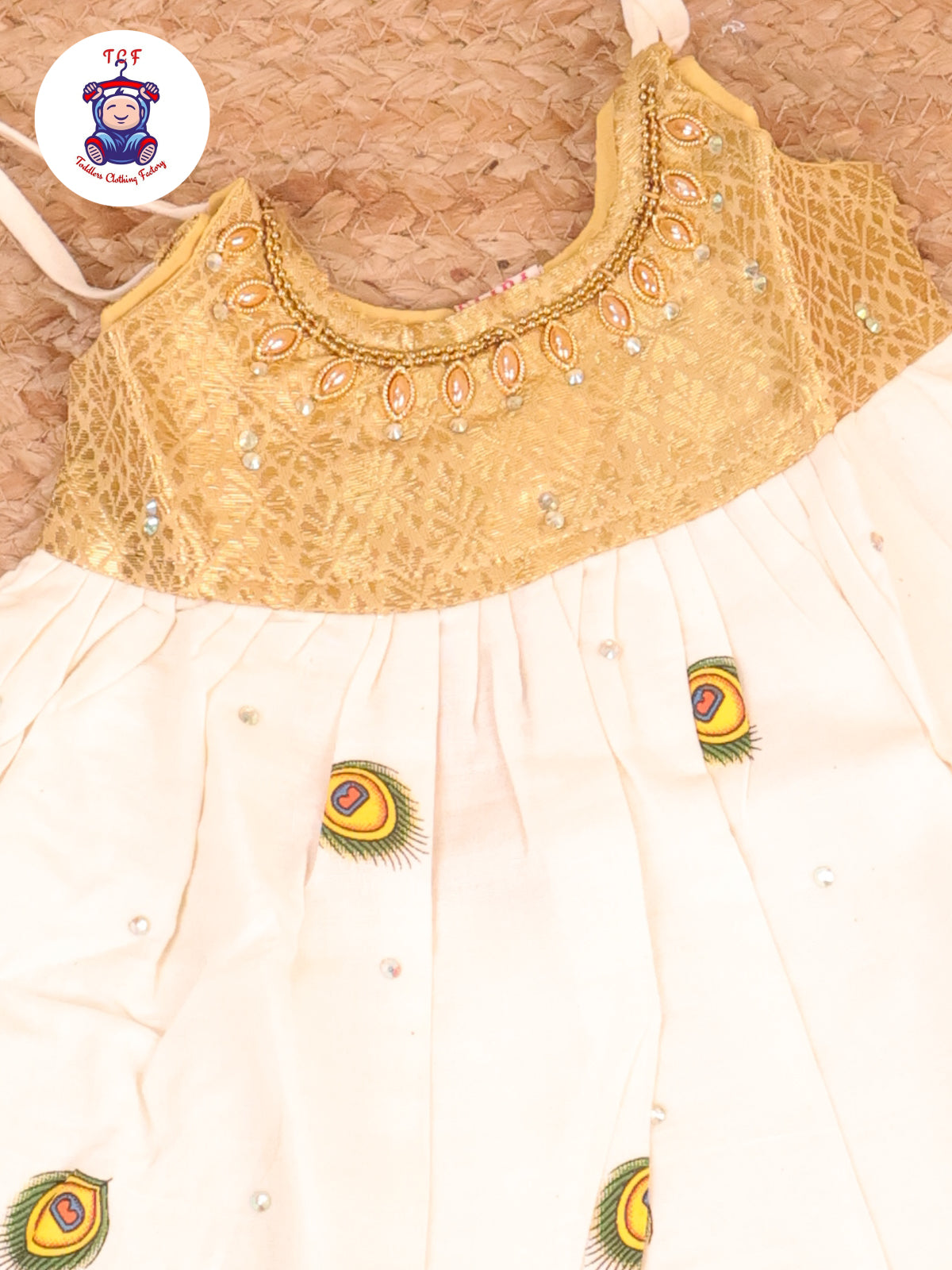 Sandal Stone Peacock - New Born Frock