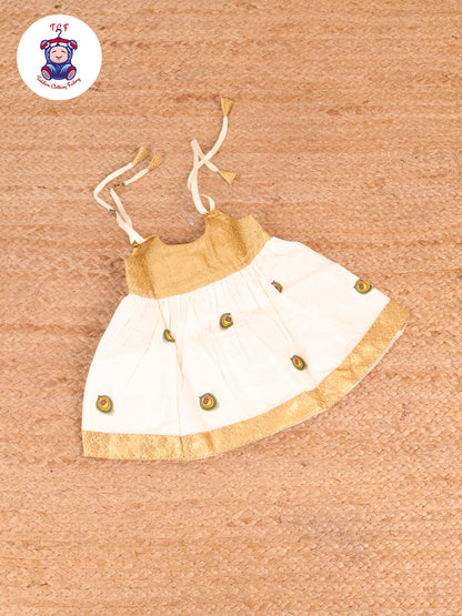 Sandal Maroon Peacock - New Born Frock