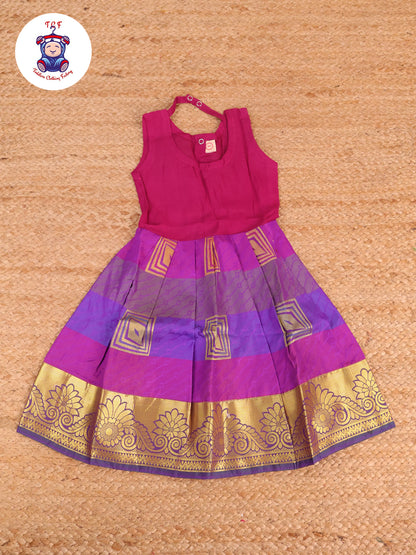 Cream & Violet - Pavadai Sattai