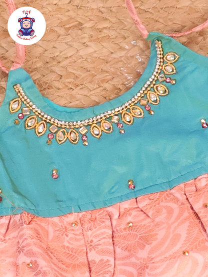 Green & Peach - New Born Frock