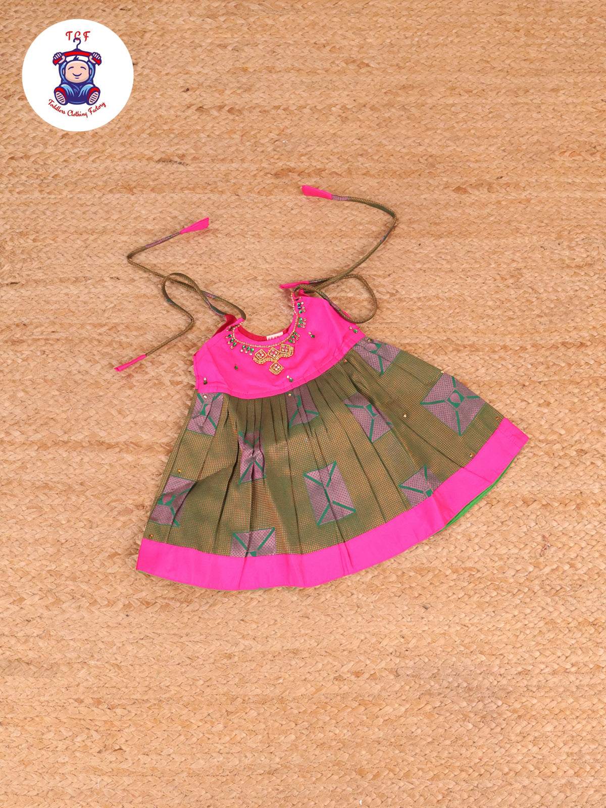 Pink & Green - New Born Frock