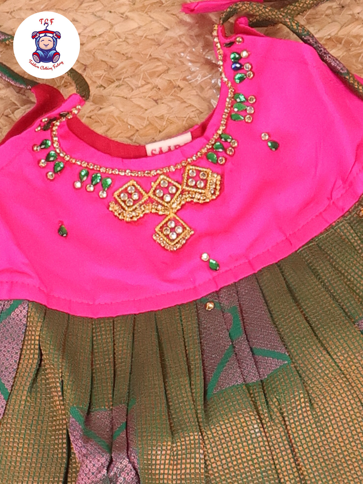 Pink & Green - New Born Frock
