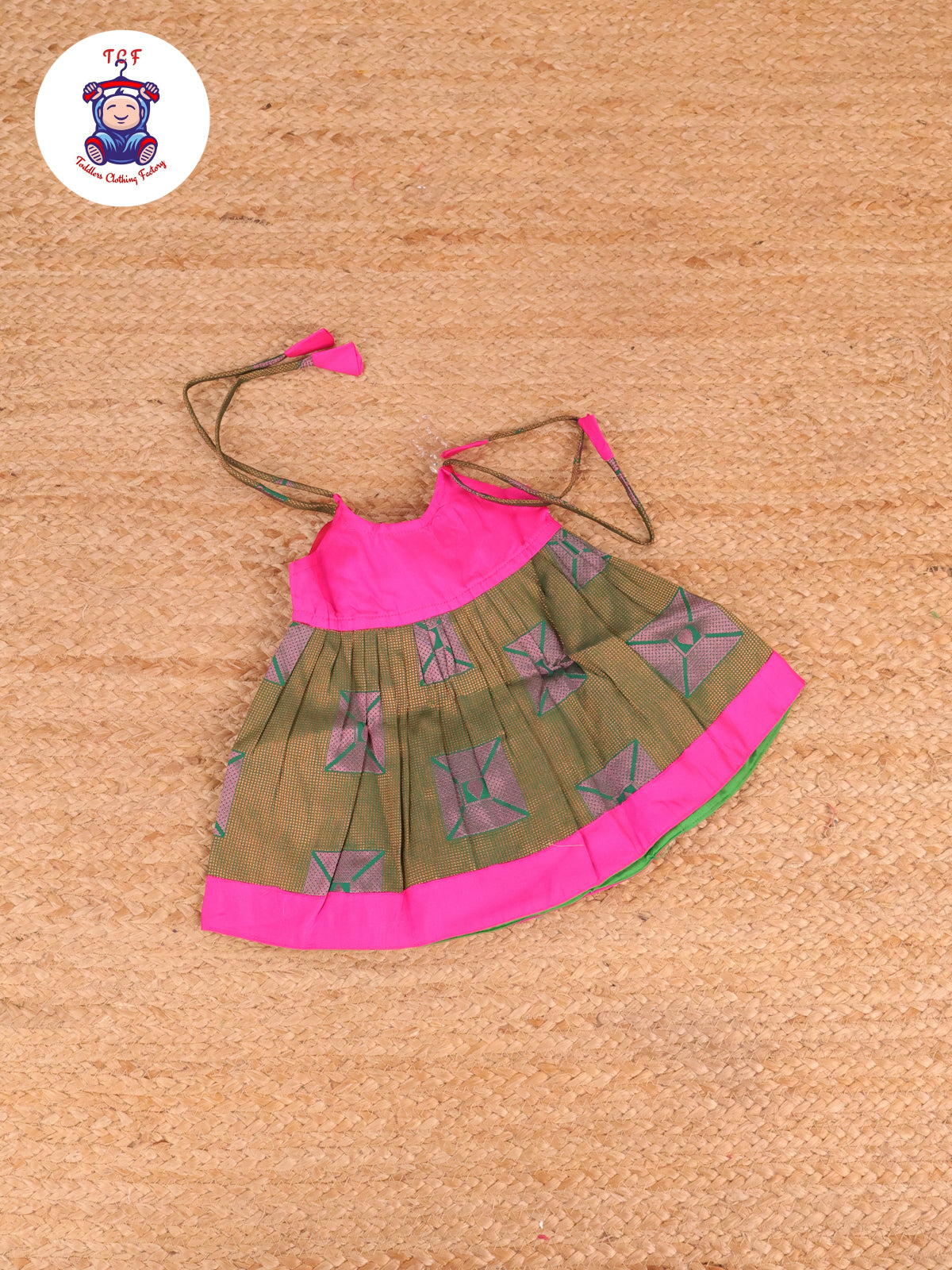 Pink & Green - New Born Frock