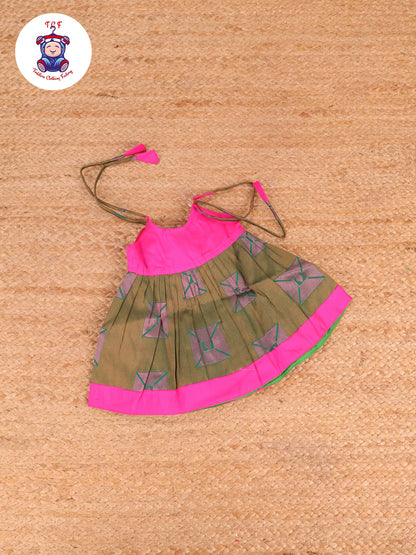 Pink & Green - New Born Frock