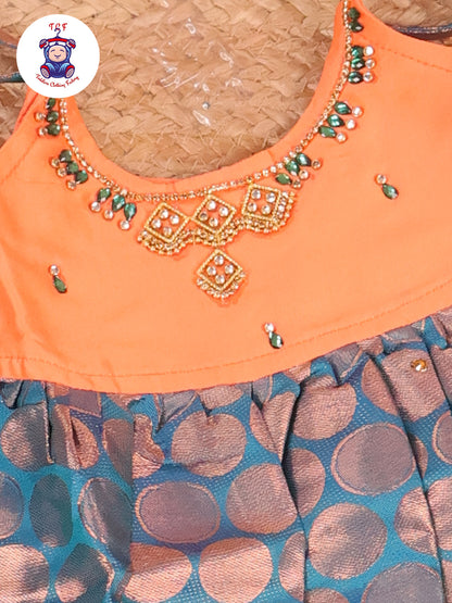 Orange & Blue - New Born Frock