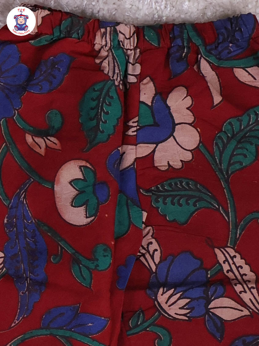 Red & Blue - Floral Printed Kalamkari Co-ords Sets