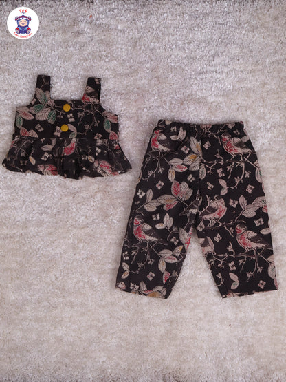 Brown & Mustard - Floral Printed Kalamkari Co-ords Sets
