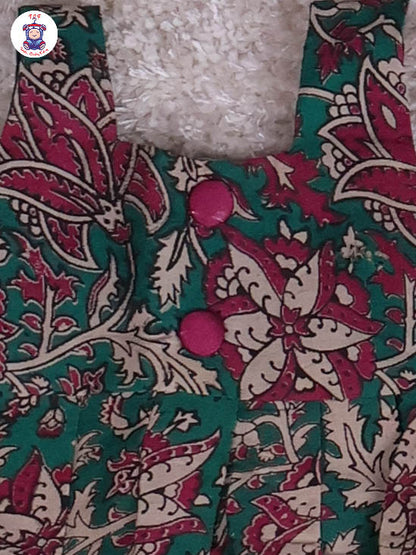 Green & Majenta - Floral Printed Kalamkari Co-ords Sets