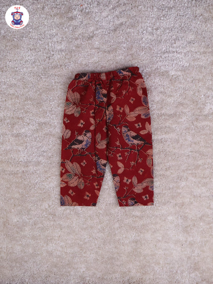 Dark Red & Blue - Floral Printed Kalamkari Co-ords Sets