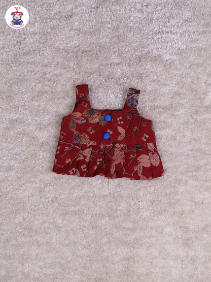 Dark Red & Blue - Floral Printed Kalamkari Co-ords Sets