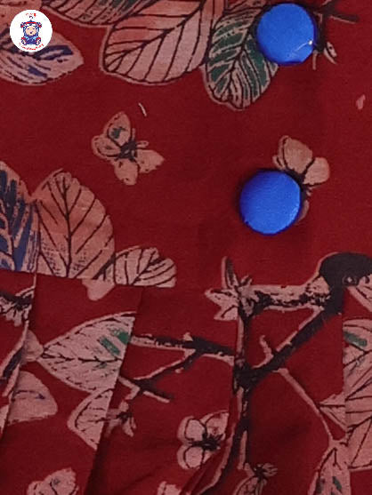 Dark Red & Blue - Floral Printed Kalamkari Co-ords Sets