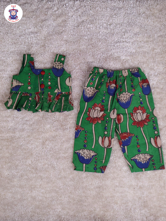 Green & Red - Floral Printed Kalamkari Co-ords Sets