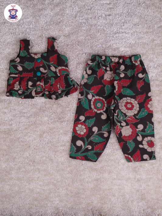 Brown & Green - Floral Printed Kalamkari Co-ords Sets
