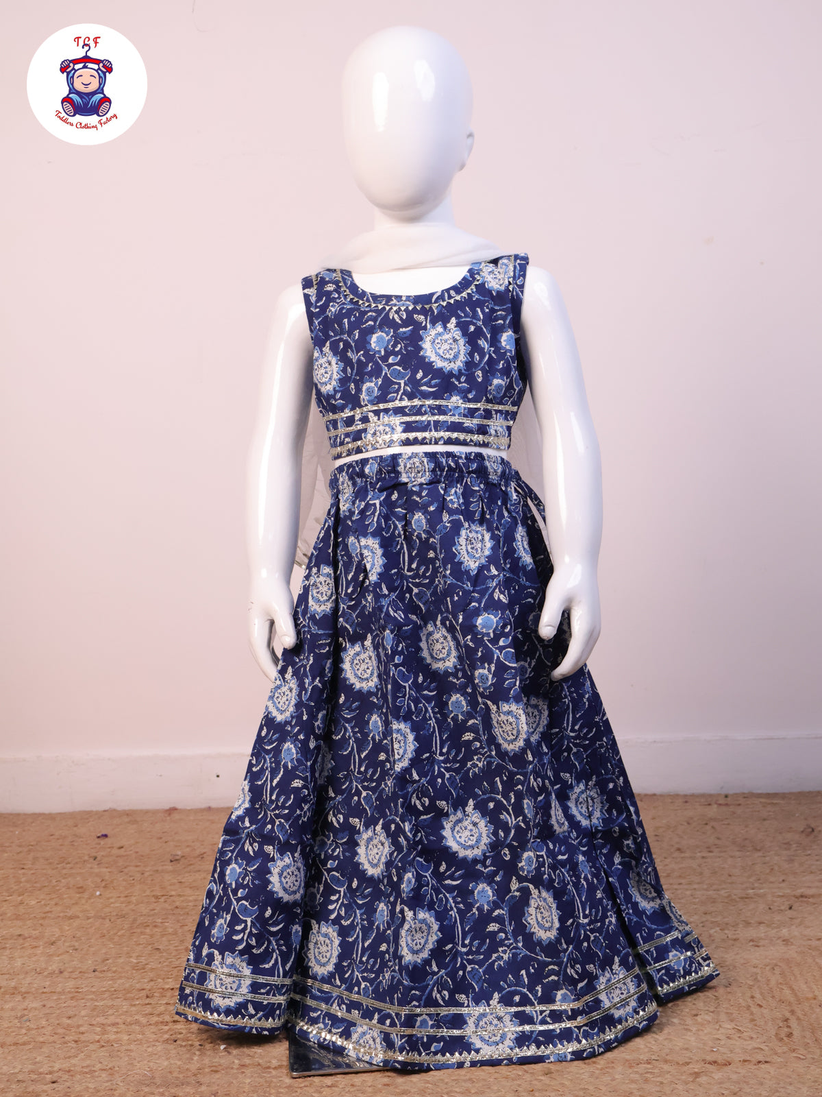 Navy Blue - Crop Top & Skirt