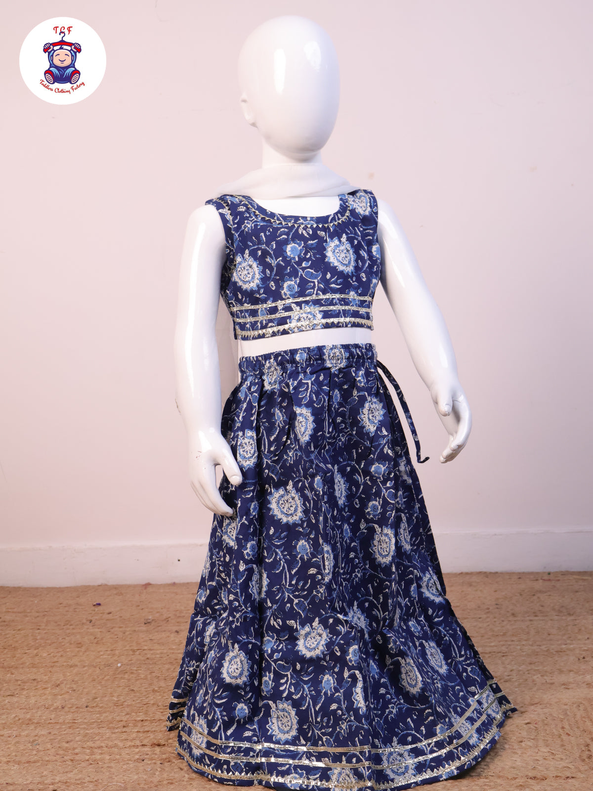 Navy Blue - Crop Top & Skirt