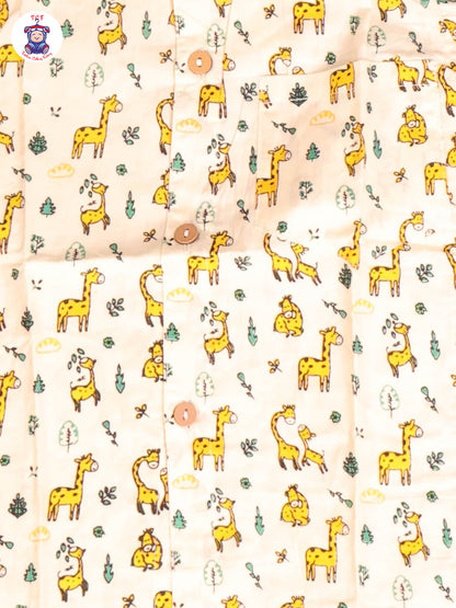 Cream & Yellow - Zebras Boys Readymade Cotton Shirts & Shorts