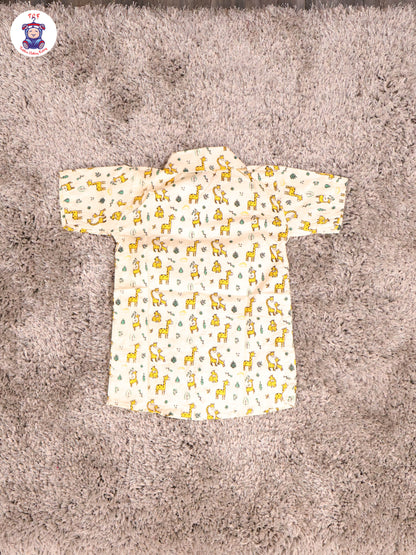 Cream & Yellow - Zebras Boys Readymade Cotton Shirts & Shorts