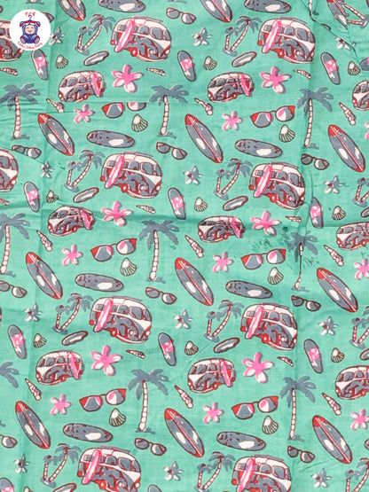 Green & Pink - Flower Boys Readymade Cotton Shirts & Pant