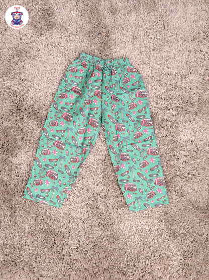Green & Pink - Flower Boys Readymade Cotton Shirts & Pant