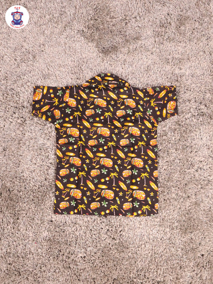 Black & Yellow - Flower Boys Readymade Cotton Shirts & Pant