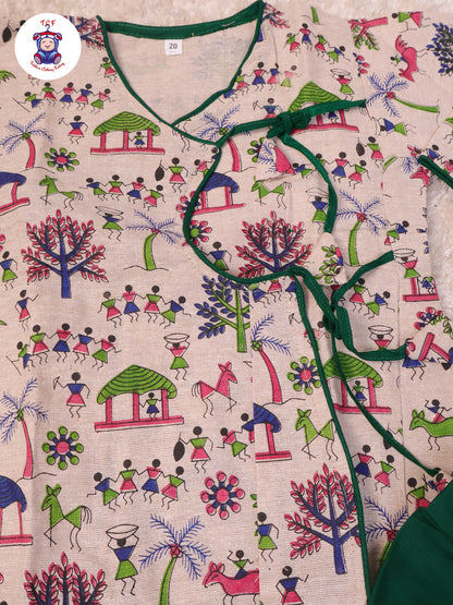 Cream & Green - Boys Dhoti Kurta Sets