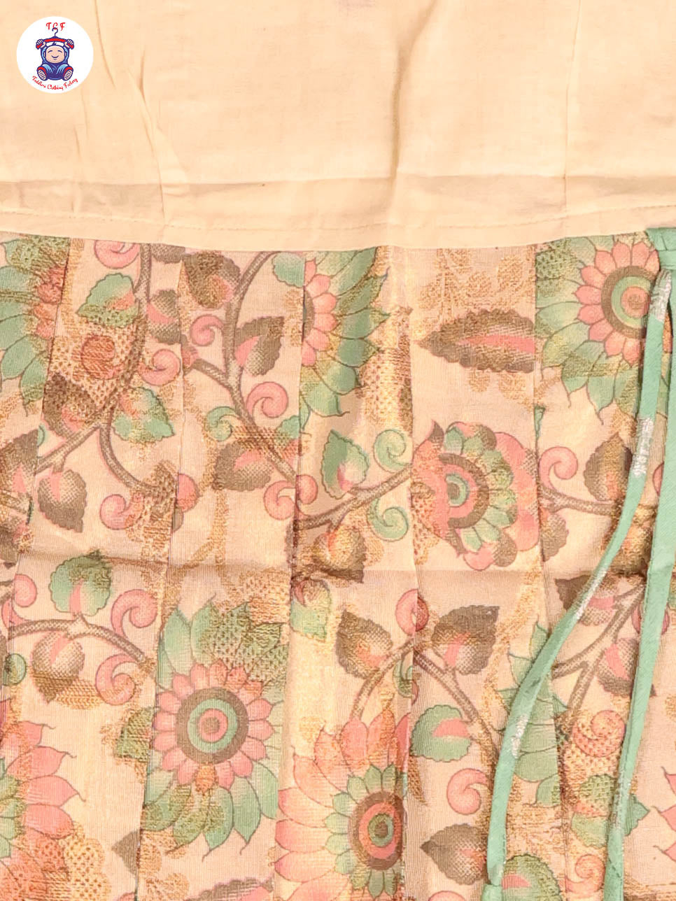 Pista Green & Cream - Girls Readymade Pavadai Sattai With Half Saree