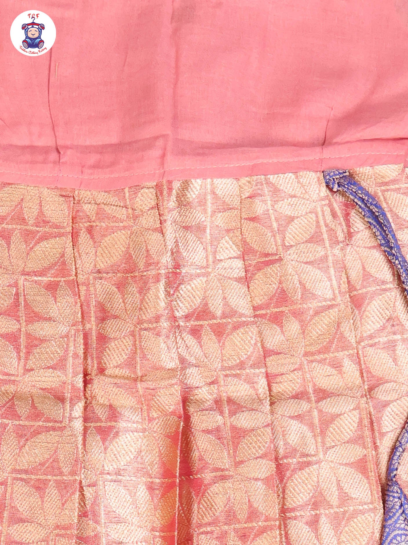 Blue & Onion Pink - Girls Readymade Pavadai Sattai With Half Saree