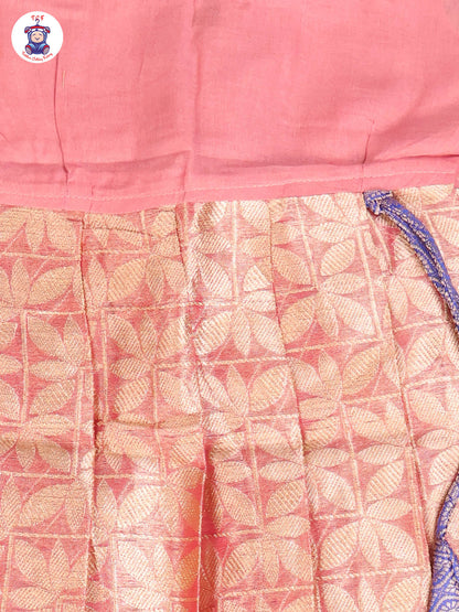 Blue & Onion Pink - Girls Readymade Pavadai Sattai With Half Saree