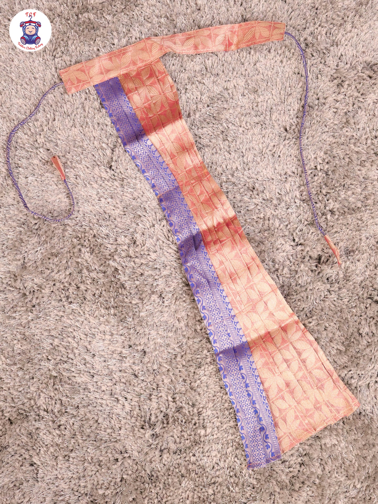 Blue & Onion Pink - Girls Readymade Pavadai Sattai With Half Saree
