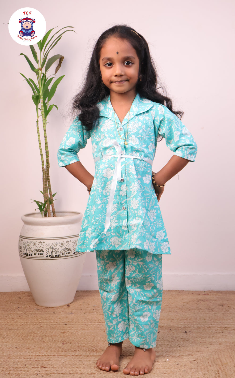 Tiffany Blue - Floral Printed Top & Bottom Set