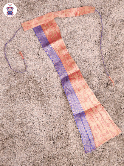 Blue & Onion Pink - Girls Readymade Pavadai Sattai With Half Saree
