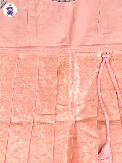 Pink & Copper - Girls Readymade Pavadai Sattai With Half Saree