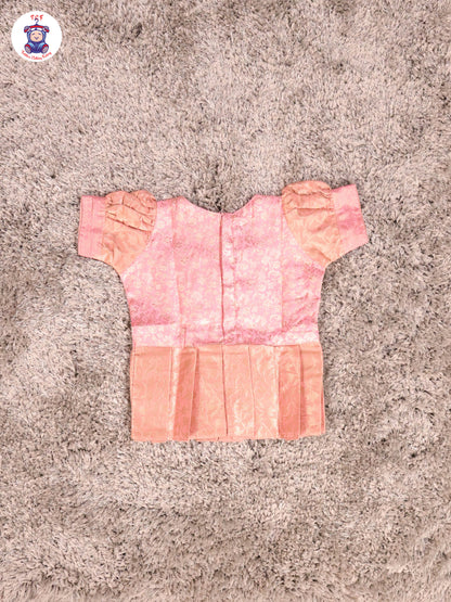 Pink & Copper - Girls Readymade Pavadai Sattai With Half Saree