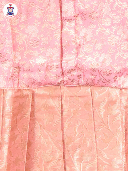 Pink & Copper - Girls Readymade Pavadai Sattai With Half Saree