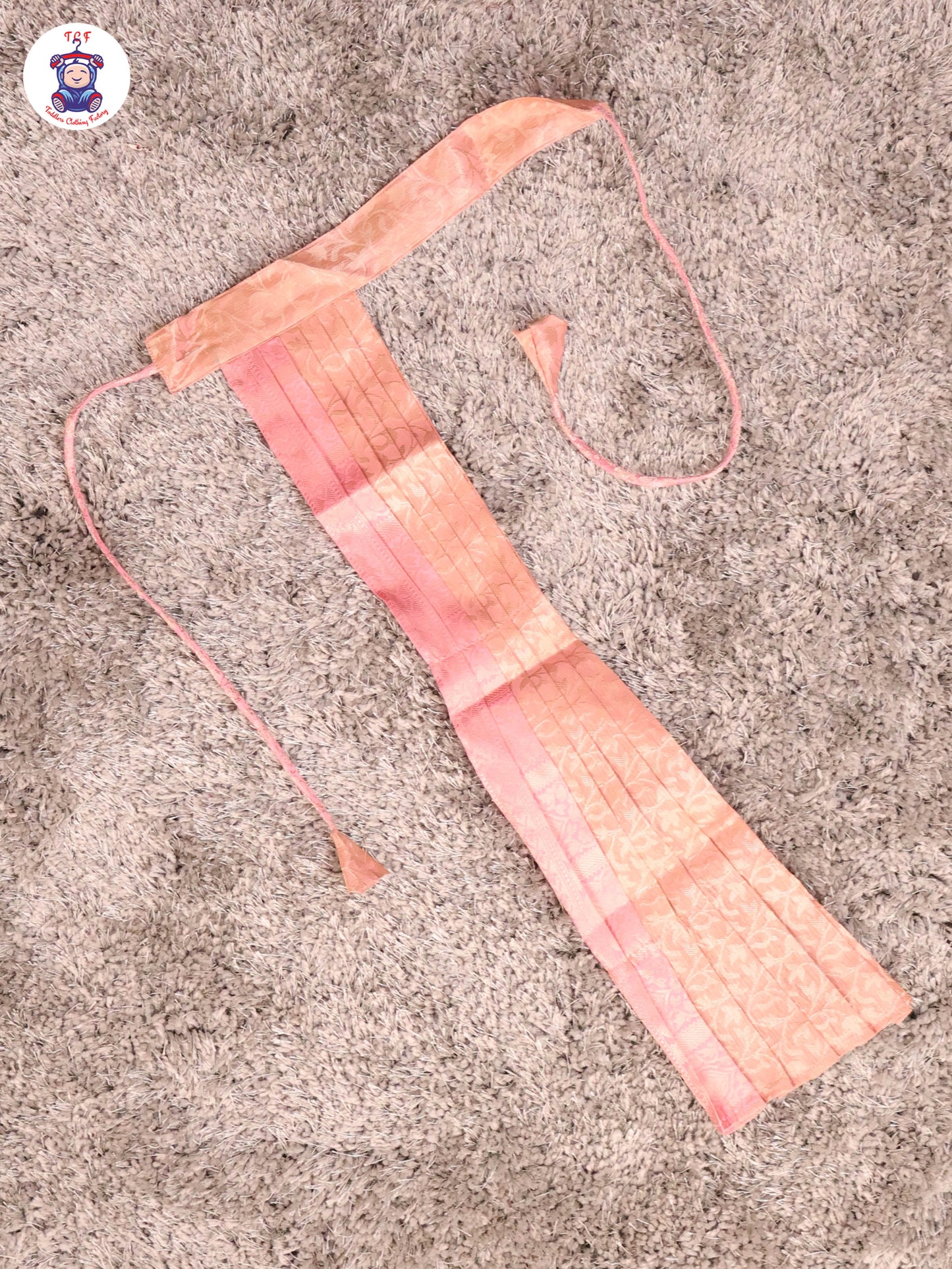Pink & Copper - Girls Readymade Pavadai Sattai With Half Saree