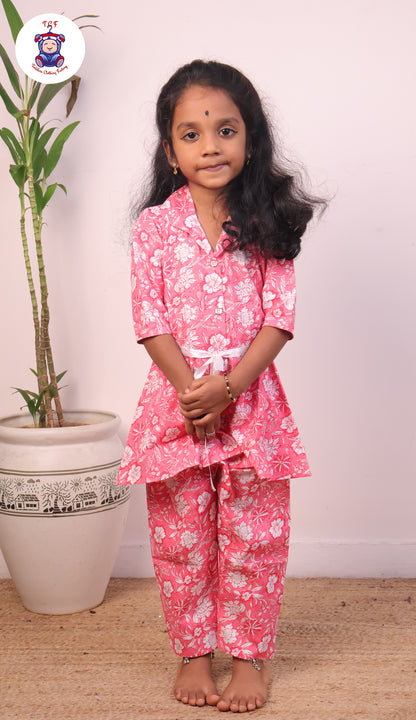 Bright Pink - Floral Printed Top & Bottom Set