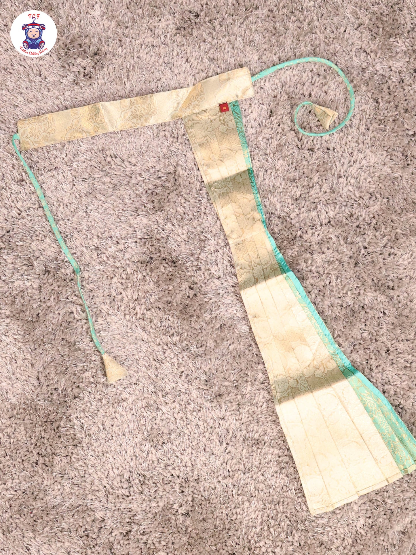 Lite Green & Gold - Girls Readymade Pavadai Sattai With Half Saree
